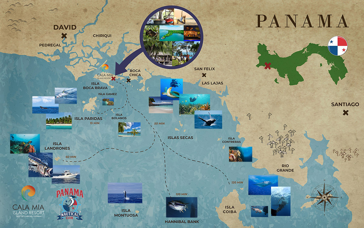 Panama Fishing Map - Best fishing spots panama, hannibal bank